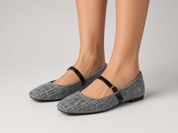 Tweed Mary Jane Flats