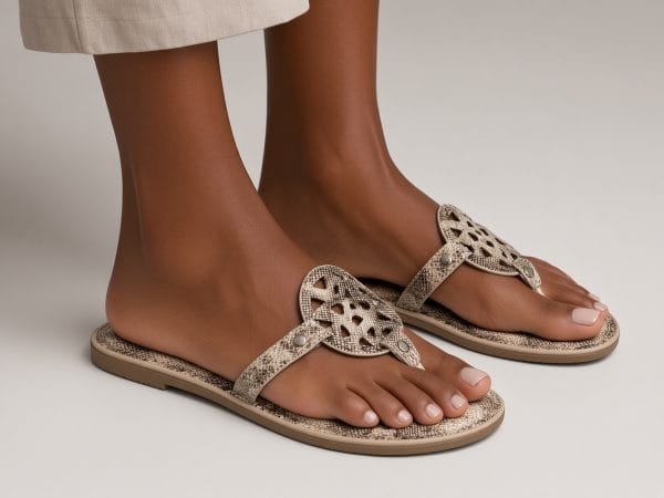 Aerosoles Snakeskin Print Medallion Flat Sandals