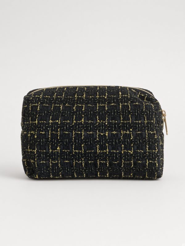 Black and Gold Tweed Pouch Bag