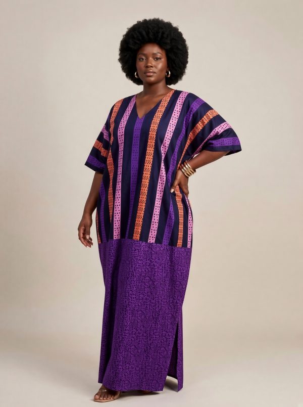 Amara Stripe Boubou Maxi Gown