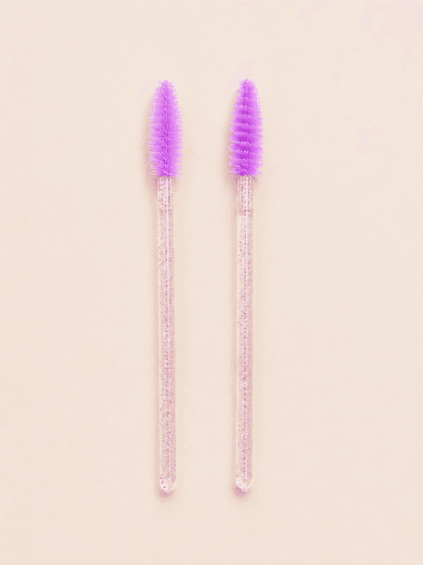 Glitter Handle Eyelash & Eyebrow Spoolie Brushes (Purple)