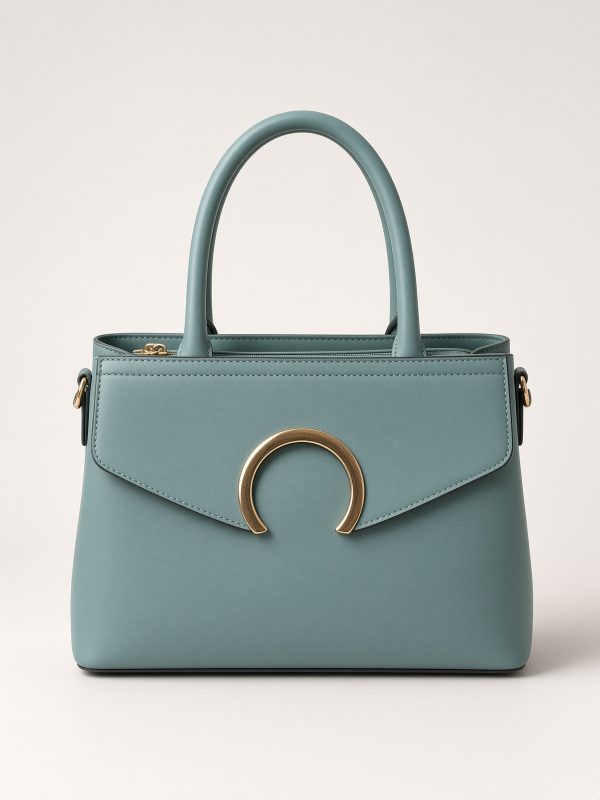 Teal Structured Top Handle Bag