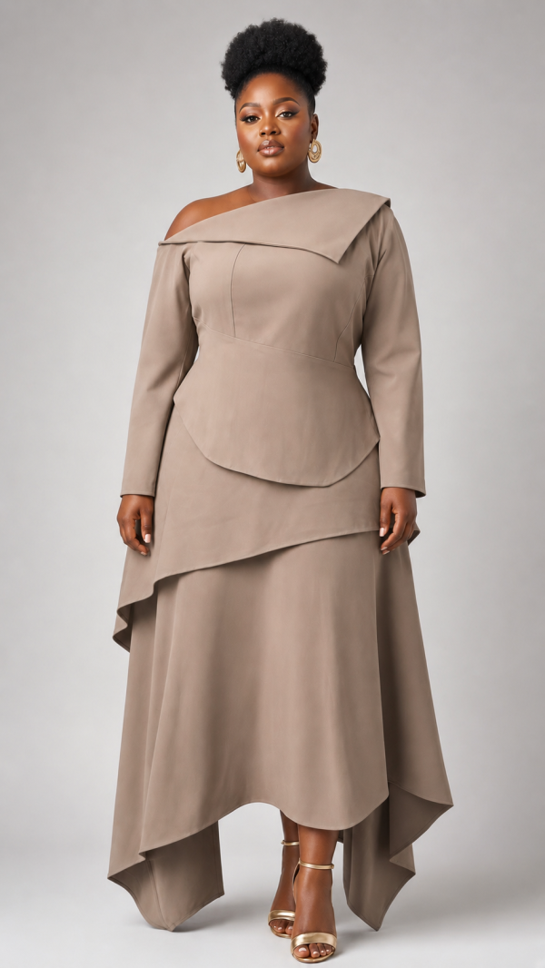 The Taupe Sculptural Midi