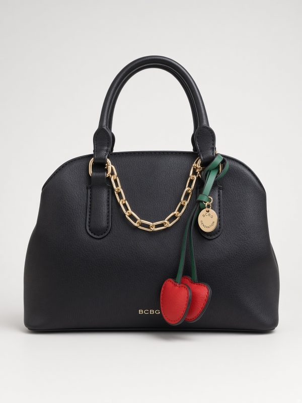 BCBG Black Satchel Bag with Cherry Charm