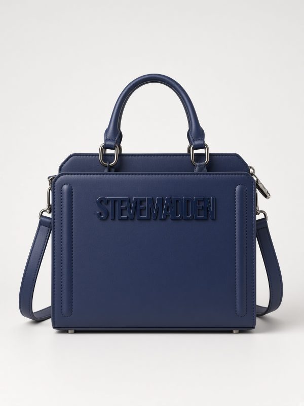 Steve Madden Navy Blue Structured Top Handle Bag