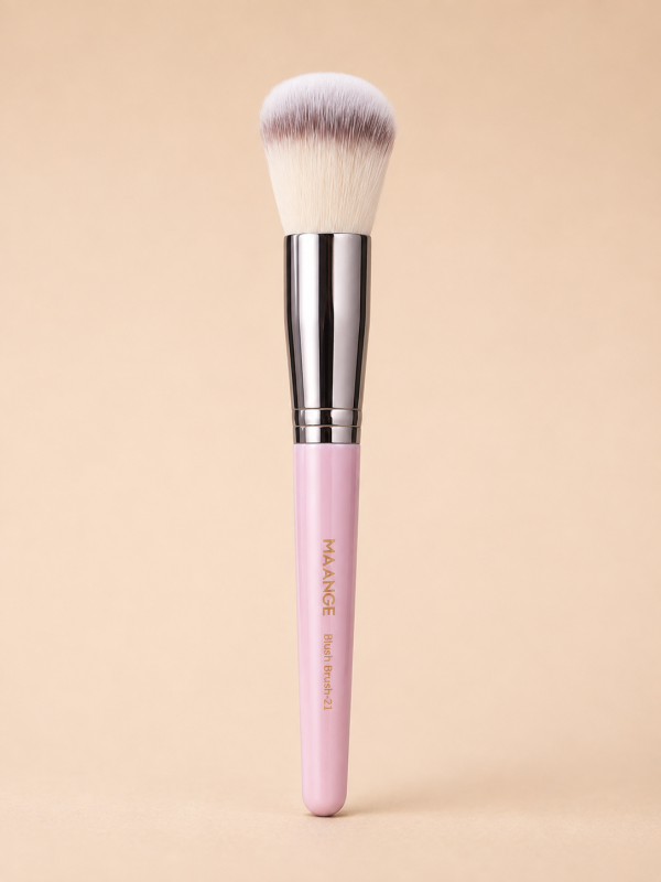 MAANGE Plush Dome Blush Brush-21 (Silver & Light Pink)