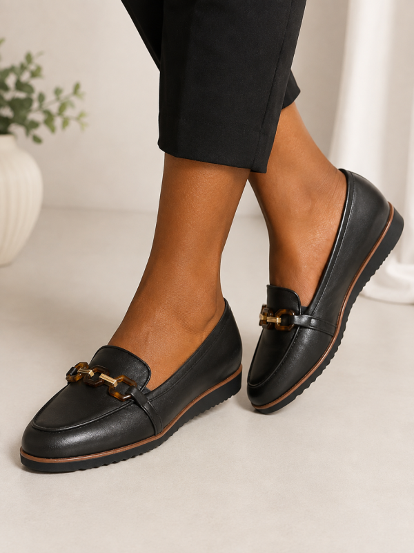 LifeStride Black Chain Link Slip-On Loafers