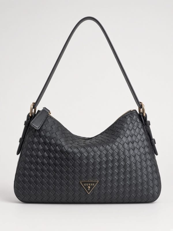 GUESS Black Woven Shoulder Bag