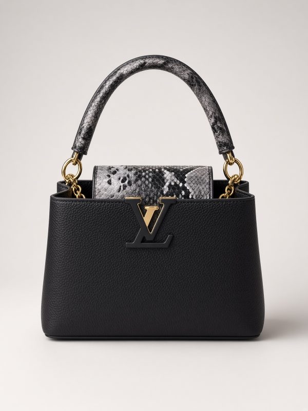 Louis Vuitton Capucines Black Taurillon Leather with Python Trim