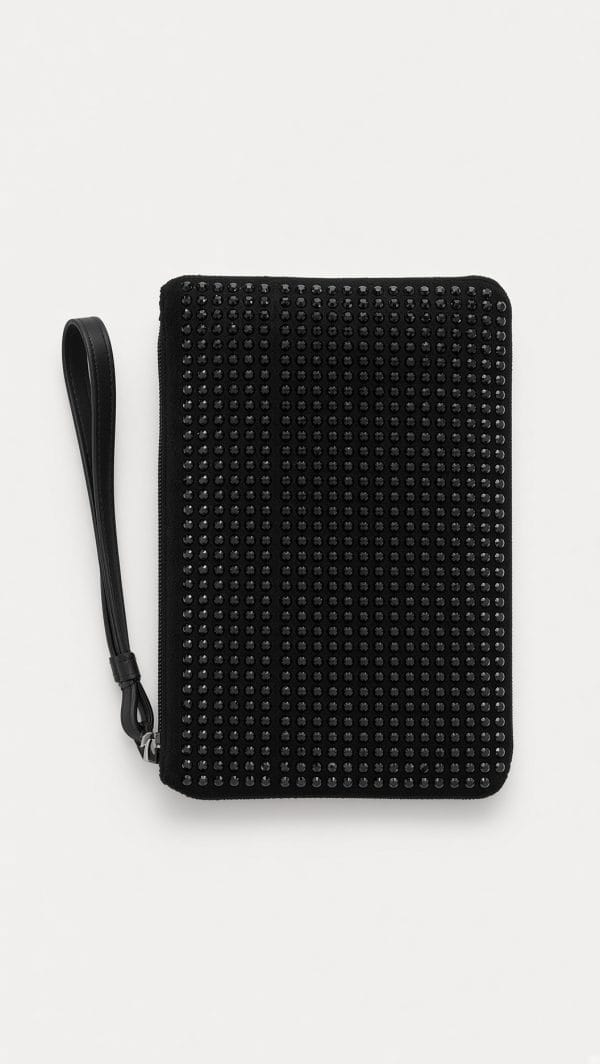 Black Studded Wristlet Clutch