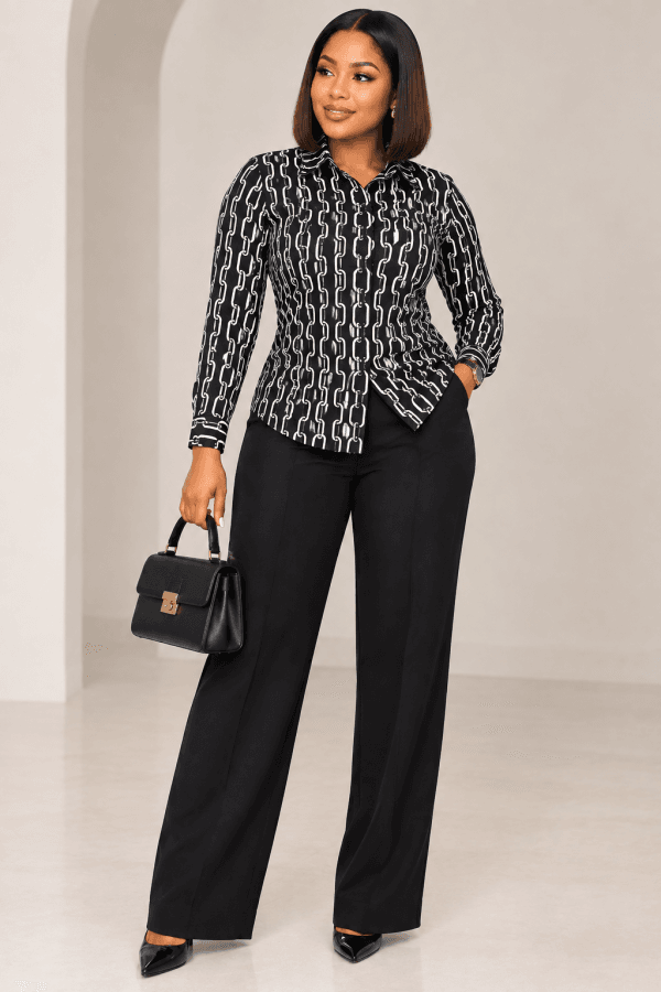 CHAIN PRINT BUTTON-UP SHIRT